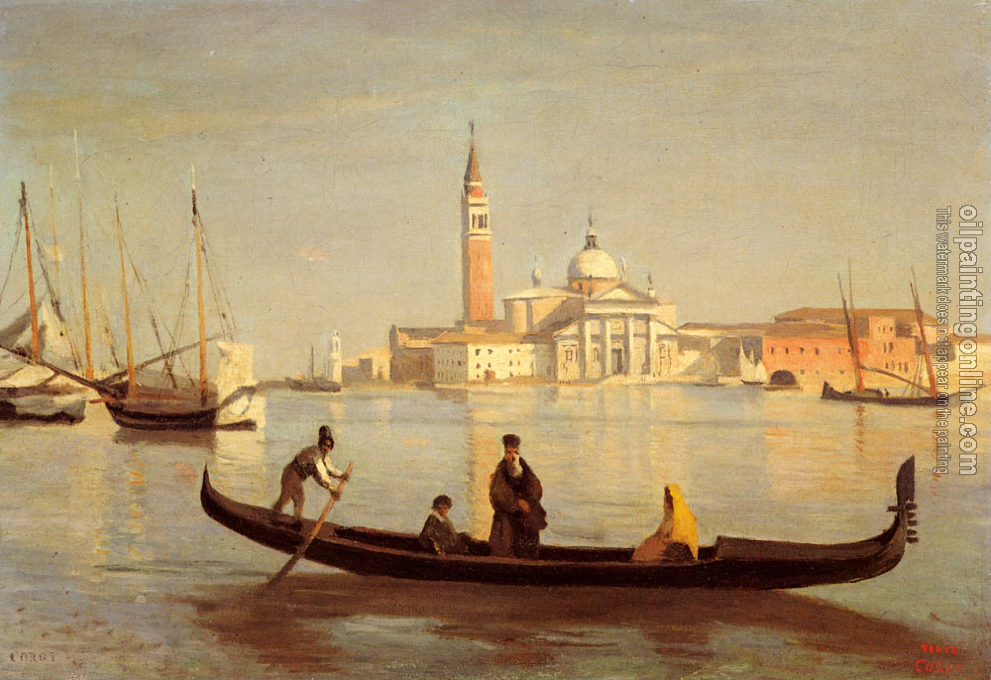 Corot, Jean-Baptiste-Camille - Venise--Gondole sur Le Grand Canal(Saint-Georges Majeur au fond)